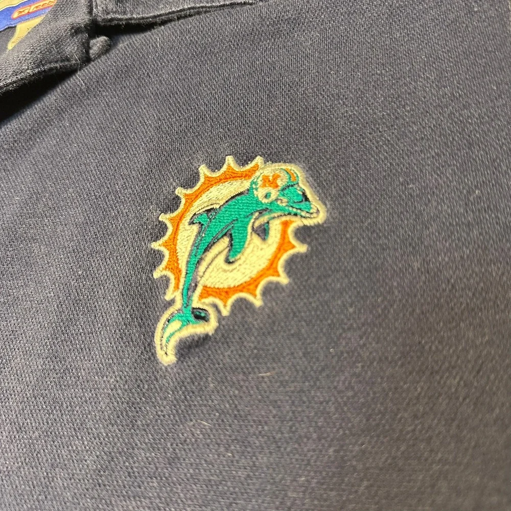 Reebok NFL Miami Dolphins Navy Blue Button Up Shirt Mens XL PlayDry On Field